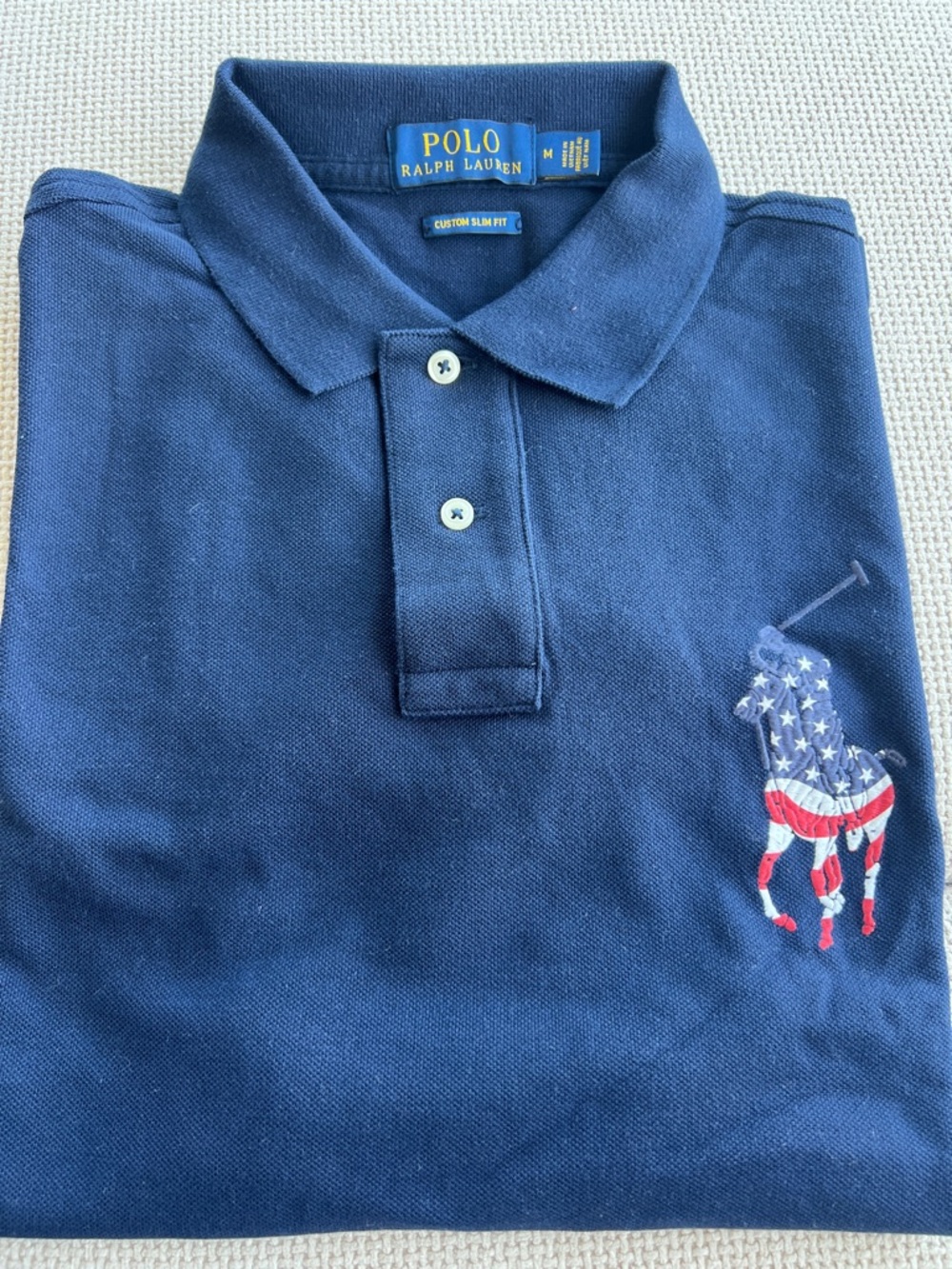 Ralph Lauren Navy Polo with Embroidered Flag Pony